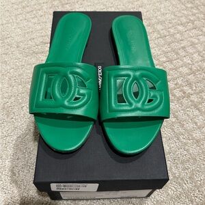 Dolce & Gabbana DH Logo Leather Sandal 7.5 green